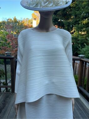 Off-White Pleated Peplum Top